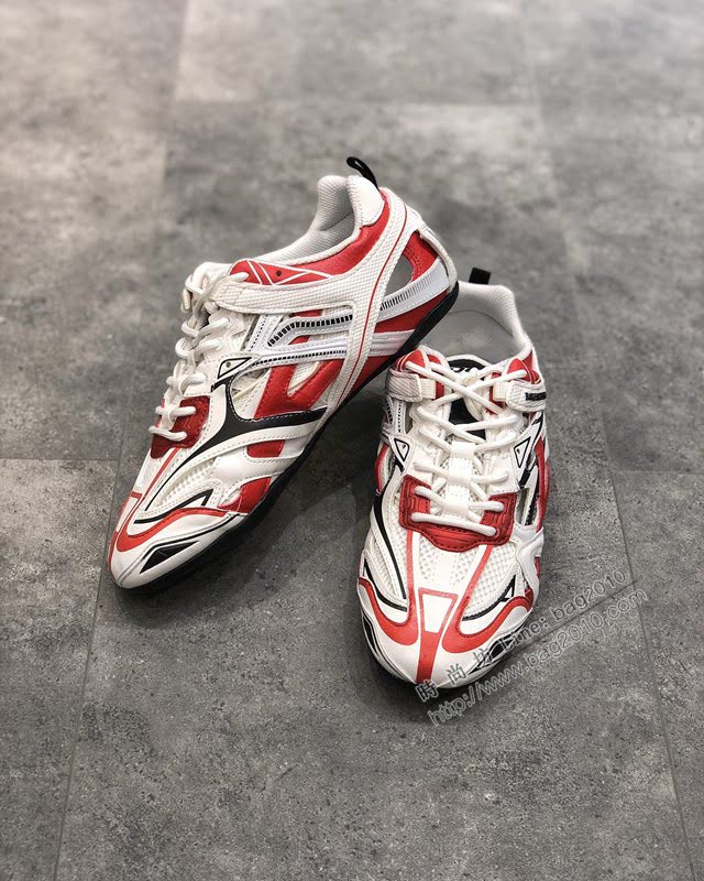 Balenciaga經典款男女鞋 巴黎世家頂級版本Drive鏤空老爹白紅賽車鞋 Balenciaga情侶款老爹鞋  hdbl1188